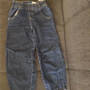 Kids Elastic Waist Denim Jogger Pants - Blue